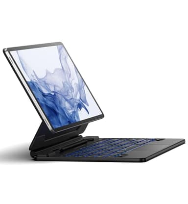 Dexnor Tastatur Hülle für Samsung Galaxy Tab S10+ Plus/S9+ Plus/S9 FE+ Plus/S8+ Plus/S7 FE/S7+ Plus Tastatur mit Trackpad Magnetische Ständer S Pen Halter Beleuchtete Deutsches QWERTZ - Schwarz