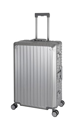 Travelhouse 100% Aluminium Reisekoffer Silber L-72cm Hartschalenkoffer 2X TSA Zahlenschloss 4 Silent Move Doppelräder 360° Rollen Vol. 92L