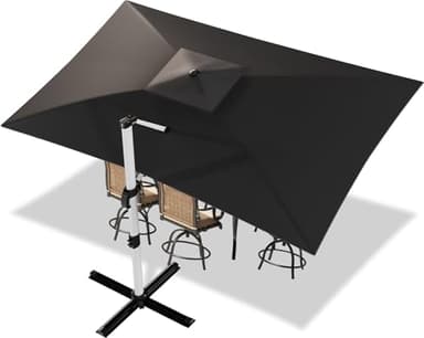 Devoko Sonnenschirm Groß Ampelschirm 300x400 cm, Sonnenschutz UV50+, Pedelschirm Doppeldach Wasserabweisend Gartenschirm mit Kurbel und Schutzhülle, 360°Rotation, Grau