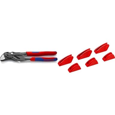 KNIPEX 86 02 250 Zangenschlüssel Zange und Schraubenschlüssel in einem Werkzeug grau atramentiert mit Mehrkomponenten-Hüllen 250 mm & 86 09 250 V01 Schonbacken für 86 XX 250