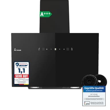 KKT KOLBE Dunstabzugshaube 80cm | Umluft Abluft | 782cbm/h | Wandhauben Kopffrei | Schwarz | Glas | Gestensteuerung | SensorTouch Bedienung | LED-Beleuchtung | TRIO8025S