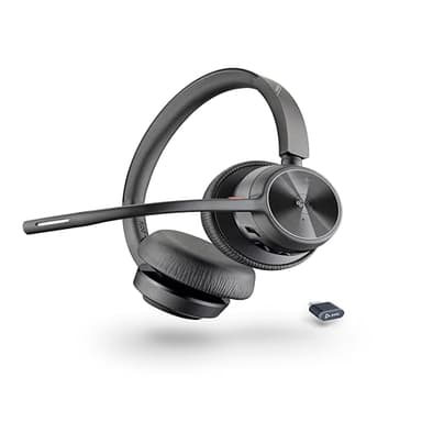 Poly Voyager 4320 UC schnurloses Headset, Stereo-Kopfhörer mit Noise Cancelling-Mikrofonarm, Verbindung mit PC/Mac/Mobiltelefon über Bluetooth, Kompatibel mit Teams (zertifiziert), Zoom und andere