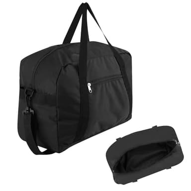 Sporttasche Klein Damen, Mini Leichte Reisetasche 18L, Faltbare Sporttaschen XS Strandtasche Schwarz, Reise Handgepäck, Small Fitnesstasche Gepäck Tasche für Herren Fitness Travel, 35x20x20cm