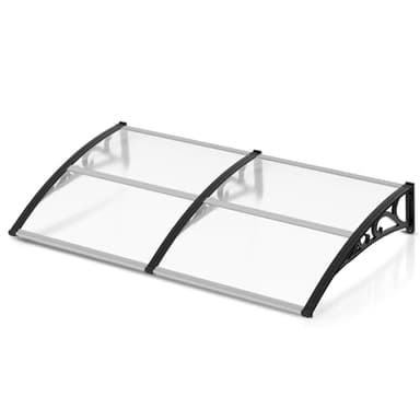 Gimisgu Vordach für Haustür 200 x 100 cm Pultbogenvordach Transparent Polycarbonat Pultvordach Überdachung 5 mm, PP Halterung,Türdach für draußen Sonnenschutz Regenschutz