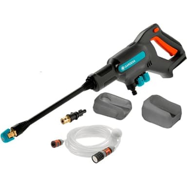 Gardena Akku Mitteldruckreiniger AquaClean 24/18V P4A ohne Akku: Reiniger für den Außenbereich, 3 Reinigungsstufen, max. Druck 24 bar, inkl. Saugschlauch, OGS-Anschlüsse und Filter (14800-55)