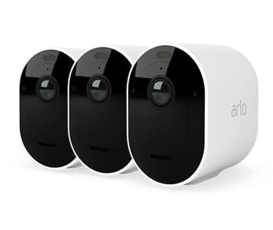 Arlo Pro 4 2K IP Überwachungskamera Aussen 3er Set | Qualitätsprodukt | Kabellos | Licht | Farb-Nachtsicht | Bewegungsmelder | Sirene | Kein Hub Benötigt | mit Arlo Secure Testzeitraum