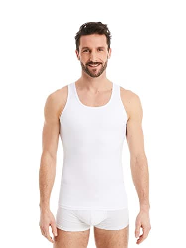 FINN Shapewear Herren Kompressionsshirt – Bauch-Weg Unterhemd & Body-Shaper Männer – Ärmelloses Tank-Top aus Baumwolle für flacheren Bauch und bessere Haltung Weiß Weiss M