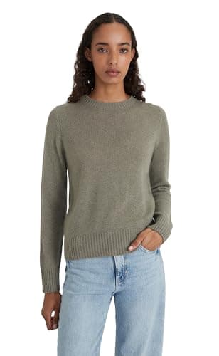 Style & Republic Kaschmir Pullover-Damen elegant aus 100% Cashmere - Dein kuscheliger Premium Strickpullover für stilvolle Herbst- & Winter-Momente - Olive Melange M