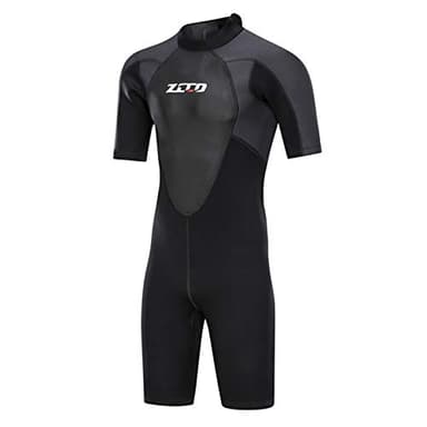 ZCCO Neoprenanzüge Herren 3 mm Premium Neopren, Rückenreißverschluss, kurzärmeliger Taucheranzug für Spearfishing,Surfen,SchnorchelnKanufahren, Taucheranzüge (Schwarz, M)