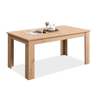 Homestyle4u Ausziehbarer Holztisch 120×80 cm Eiche, Esszimmer- & Küchentisch modern auf 160 cm verlängerbar - für bis zu 6 Personen 3167
