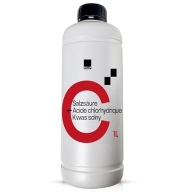 SOLUP Salzsäure 32% technisch 1L I Technische Salzsäure für Industrie, Labor, Metall I Entrostung I Entkalkung I Hydrochloric Acid HCl