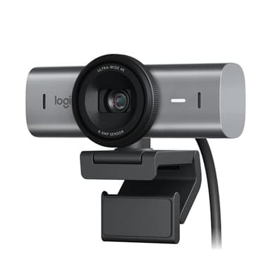 Logitech MX BRIO Ultra HD 4K Webcam mit rauschreduzierenden Mikrofonen, KI-gesteigerter Bildqualität, Sichtschutz und USB-C-Anschluss - Graphit