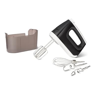 Amazon Basics Elektrischer Handmixer, 6 Geschwindigkeiten mit Turbo, Aufbewahrungskoffer zum Aufstecken, 400 W, Mittelgroß, Schwarz