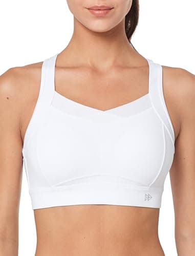 Yvette Damen Sport BH Starker Halt mit Haken&Öse Große Größen Lauf Fitness Bra, Weiß, XL Große Größen