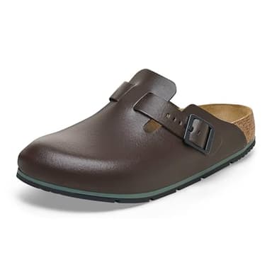 Birkenstock Damen Herren Boston Pro Hausschuhe Leder Pantoletten - Clogs - Zertifiziert nach EN ISO 20347:2043 - Berufsschuhe für Medizin, Gastronomie und Service - Java - 39 - Schmal