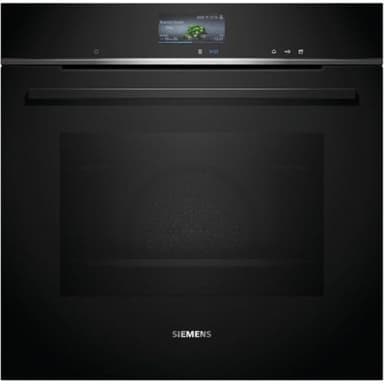 Siemens HR776G1B1, iQ700 Smarter Einbau-Backofen mit Dampffunktion, 60 x 60 cm, Made in Germany, Schwarz, activeClean Pyrolyse & humidClean Hydrolyse, Air Fry, Automatikprogramme, Farbiger Touchscreen