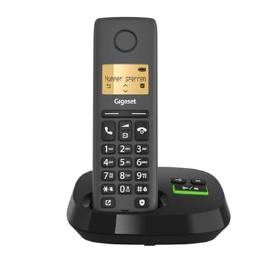 Gigaset Pure 120A - Schnurloses DECT-Telefon mit Anrufbeantworter - ECO DECT - Anrufschutz - beleuchtetes Display - hörgerätekompatibel, anthrazit schwarz [Kompatibel in DE, IT, FR, NL, BE, Che, AUT]