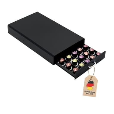 Intirilife Aufbewahrungsschublade für 50 Kaffeekapseln- Kompatibel mit Nespresso Kapseln -38.2 x 23.2 x 5,6 cm- Kapselhalter Schubfach Schubkasten Aufbewahrungsbox in Schwarz Kaffee Kapselmaschine