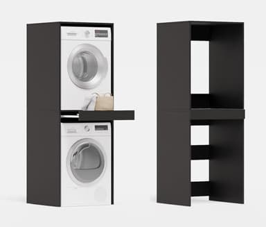 PLATAN ROOM Waschmaschine Trockner Schrank mit Ausziehbrett • Waschmaschinenschrank für Waschmaschine & Wäschetrockner • Überbauschrank 187 x 65 x 66 cm (Anthrazit)