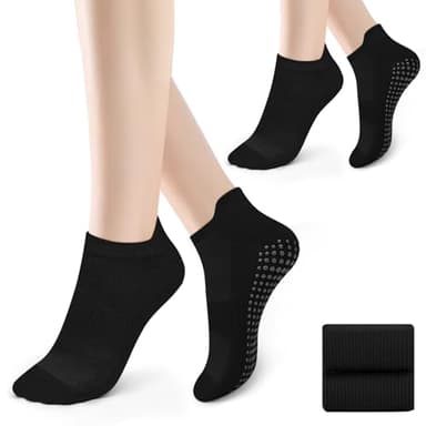 Vancle 2 Paar Anti-Rutsch Socken für Pilates & Yoga Damen 36-41 mit Grip-Sohle für Barre, Reformertraining & Fitness, Stoppersocken für Damen und Herren