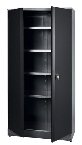 Küpper Hochschrank 70289, schwarz, Werkzeugschrank 204 x 53 x 91 cm, inkl. 4 Fachböden mit jeweils 75 kg Traglast (Schwarz)