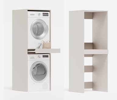 PLATAN ROOM Waschmaschine Trockner Schrank mit Ausziehbrett • Waschmaschinenschrank für Waschmaschine & Wäschetrockner • Überbauschrank 187 x 65 x 66 cm (Kaschmir)