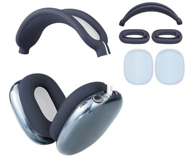 SOULWIT Silikon Ohrpolster Schutz Abdeckungen + TPU Schutzhülle Hülle Cover Case + Kopfband Stirnband Headband Abdeckung für Apple AirPods Max Kopfhörer, Zubehör für Apple AirPods Max