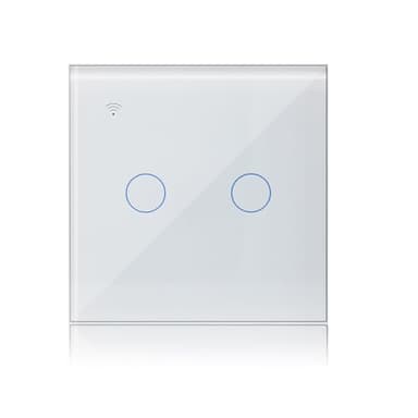 KETOTEK WLAN Lichtschalter 2fach 230V Unterputz, Kompatibel mit Alexa, Smart Lichtschalter WIFI Touch Glas 2 Fach 1 Wege Weiß