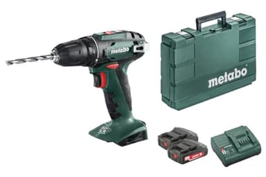 metabo Akku-Bohrschrauber BS 18-18V - 48 Nm Drehmoment, LED-Licht, Gürtelhaken - Kompakt & kraftvoll - Profi Akkuschrauber für Holz & Metall - Inkl. 2 x 1.5 Ah LiPOWER Akkus, Ladegerät und Koffer