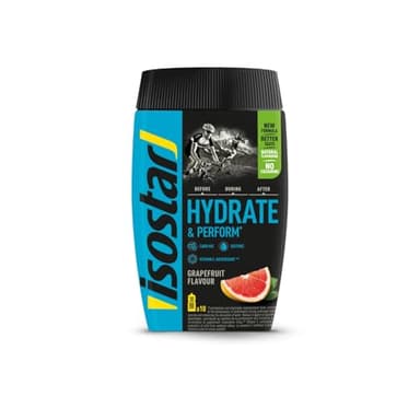 ISOSTAR – Hydrate & Perform Grapefruit – Isotonisches Sportgetränk mit Energie, Elektrolyten & Vitamin C/B1 – Für Laufen, Radfahren & Trail – 400 g