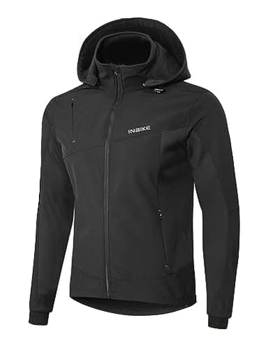INBIKE Softshelljacke für Herren Wasserdicht Softshell Jacke Warm Winter Frühling Outdoor Regenjacke Wanderjacke Fahrradjacke Übergangsjacke MTB Fahrrad Schwarz L