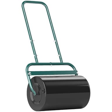 Outsunny Rasenwalze Gartenwalze befüllbar mit Wasser oder Sand, 50cm Breite Handwalze mit U-Griff, 38 Liter Füllvolumen, Rasenroller aus Stahl, Ackerwalze für Garten Rasen, Dunkelgrün