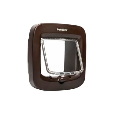 PetSafe Mikrochip-Katzenklappe - Außen- oder Innentür für Katzen - RFID-Zugang für bis zu 40 Haustiere - 4 Verschlussoptionen, Wetterfest, Einfache DIY Montage - Braun