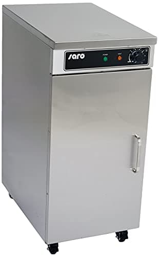 SARO Tellerwärmeschrank – 60 Teller Ø 29 cm – Edelstahl – 3 Einschübe – Rollen mit Bremse – Temperatur +35 bis +85 °C – Modell TW 60