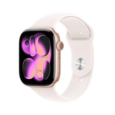 Apple Watch Series 11 GPS 46 mm Smartwatch mit Aluminiumgehäuse in Roségold und Sportarmband in Blassrosa (S/M). Schlafindex, Fitnesstracker, Gesundheitstracking, Always-On Display, Wasserschutz