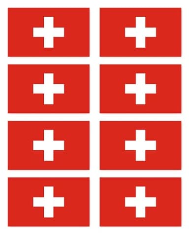 Aufkleber: 100x60 mm, 8 Stück - Flagge - Schweiz - CH - für Auto, Koffer, Laptop und mehr