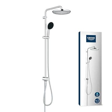 GROHE Vitalio 250, Duschset ohne Armatur, wassersparend, 8l pro Min (Regendusche für vorhandene Duscharmaturen, Duschkopf 2 Strahlarten, Duschstange 104cm, Duschsystem), rund, chrom, 26989001