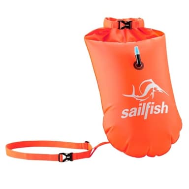 sailfish® Open Water Safety Buoy | Aufblasbare Schwimmboje mit Taillengürtel & wasserdichtem Fach für Wertsachen | Safety Buoy Open Water & Triathlon | Hohe Sichtbarkeit & Sicherheit beim Schwimmen