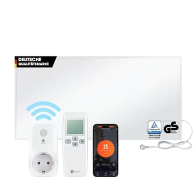 BR Bringer Infrarotheizung 1000 Watt - mit Smart Thermostat und Fernbedienung - Infrarot Elektroheizung Energiesparend - TÜV & GS - Deutsche Qualitätsmarke (weiß)