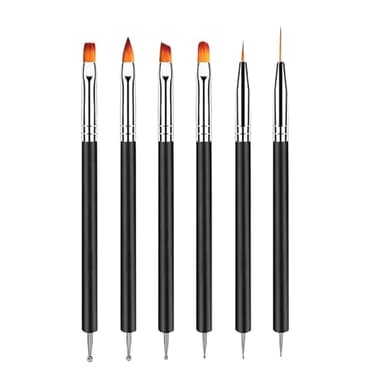 YPYMOD 6 Stück Doppel-Ende Nagel Pinsel, Nageldesign Pinsel, Doppel-Ende Nail Art Pinsel Kit Professionelle Maniküre Werkzeuge Kit?Schwarz?