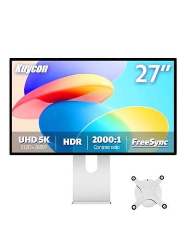 Kuycon G27P 27 Zoll 5K Ultra HD Monitor (5120x2880) - IPS Black Panel mit 99% sRGB, 1,07 Milliarden Farben & 2000:1 Kontrast - HDR, AMD FreeSync/G-Sync kompatibel (Minimalistisch - mit Stand)