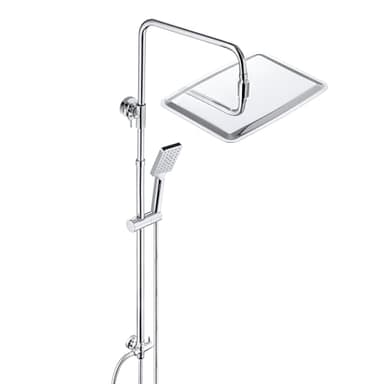 JOHO Edelstahl Duschset ohne Armatur, Regendusche Duschsystem Wassersparend Duschgarniturset mit Duschstange und XXL Kopfbrause 35x25cm Chrom
