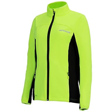 Airtracks Damen Thermo Jacke Pro Line II Softshell Fahrradjacke Laufjacke Radlerjacke Radjacke Wasserdicht Winddicht Windstopper Atmungsaktiv Reflektierend - Neon XL