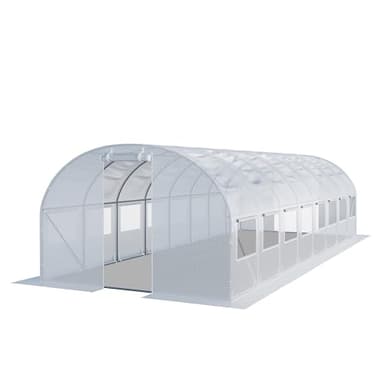TOOLPORT Foliengewächshaus Gewächshaus 3x8m stabil & langlebig mit Fenster - reißfeste PE Plane 180g/m² weiß transparent