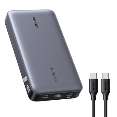UGREEN Nexode Power Bank 145W Max 25000mAh externer Akku mit 3 Anschlüsse USB C Powerbank mit Digitales Display, kompatibel mit MacBook Pro/Air, iPhone 17 Pro Max/Pro/16/15, Galaxy S25 Ultra, Dell