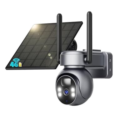 SEHMUA 4G LTE Überwachungskamera Aussen Solar mit SIM Karte - 2K HD PTZ Kabellos Kamera Ohne WLAN Outdoor Akku, 355°/105° Schwenkbar, Farb Nachtsicht, 2-Wege-Audio, PIR Erkennung, IP66