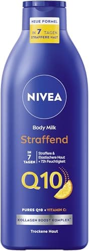 NIVEA Q10 Straffende Body Milk, Lotion für straffere Haut & verbesserte Elastizität in 7 Tagen, Körpercreme mit purem Q10, Vitamin C & angenehmen Orangenduft (400 ml)