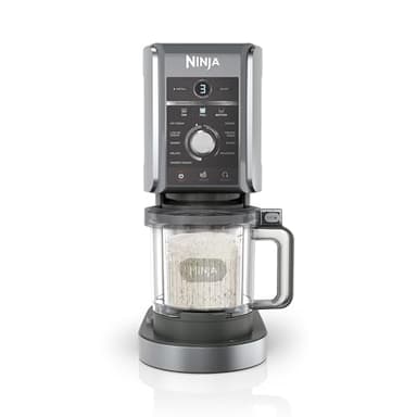 Ninja CREAMi Deluxe Eis-und Eisgetränkmaschine mit 2 Bechern, 10 Funktionen, macht Eiscreme, Gelato, Sorbet, Frozen Yoghurt, Milchshakes, Slushi & mehr, 2-in-1 Geschmacksoption, Silber, NC502EU