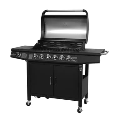 TAINO RED 6+1 Gasgrill Grillwagen BBQ Edelstahl-Brenner Gasgriller Seitenkocher 6 Brenner