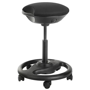 SONGMICS Dynamischer Arbeitshocker, ergonomischer Drehstuhl, mit Rollen, extra breiter Sitz, Neigung um 10 °, höhenverstellbar, Dicke Polsterung, Schwarz OSC06BK